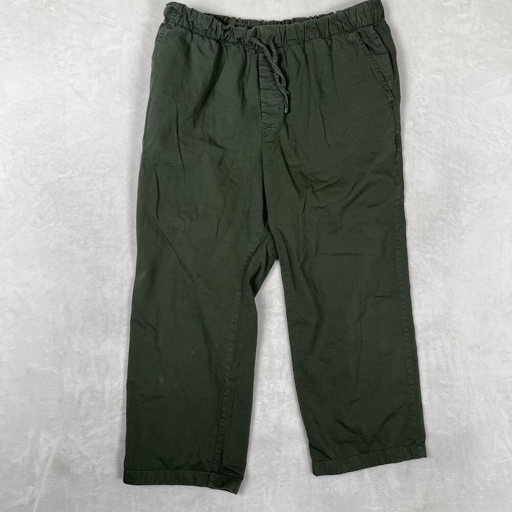 Gap Easy Pants Womens Large Green Relaxed Fit Chino Elastic Waist Casual